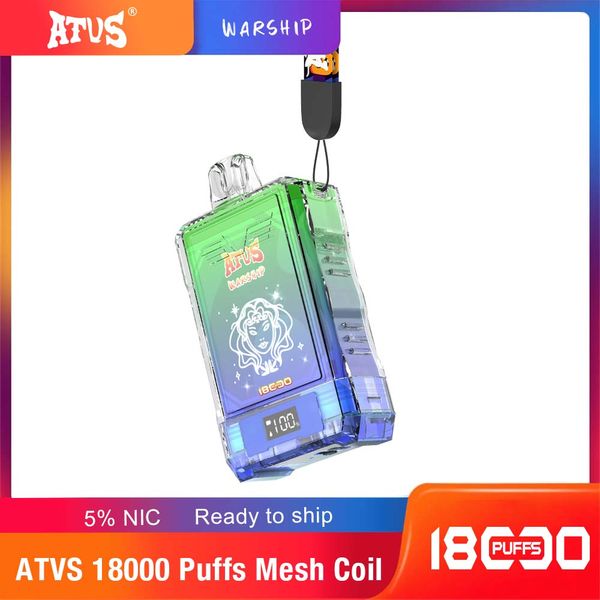 Original Atvs 18K Puffs 18000 Descartáveis ​​Vapes Pen Cigarros Eletrônicos 25Ml Pod Mesh Bobina 10 Flavor750Mah Recarregável Ar Ajustável 2% 3% 5% Dispositivo