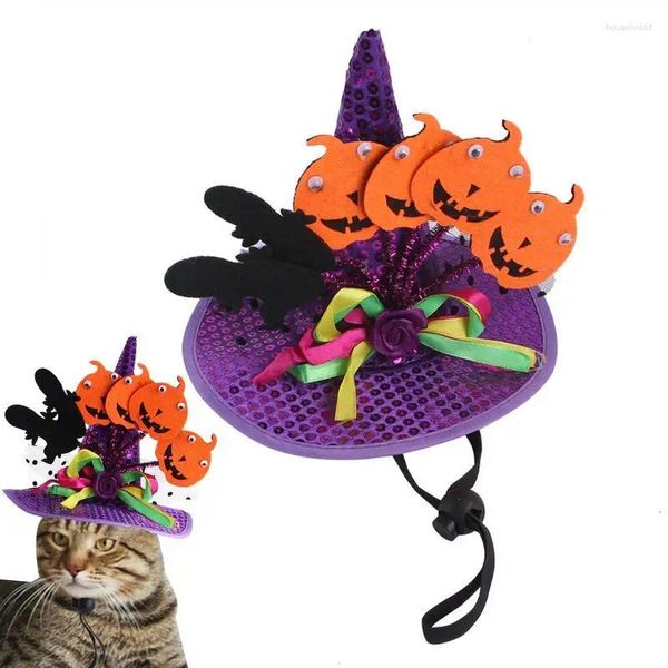 Costumi per gatti Cappello per animali domestici di Halloween Accessori per costumi morbidi per cani e bandana con motivo a zucca pipistrello