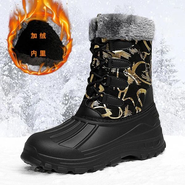 Botas altas mulheres moda inverno térmico confortável neve resistente ao desgaste sapatos de trekking ao ar livre