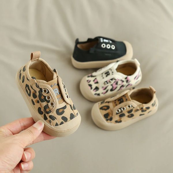 Ao ar livre infantil da criança sapatos outono meninas meninos casuais sapatos de lona crianças fundo macio antiderrapante leopardo crianças do bebê primeiros caminhantes sapatos