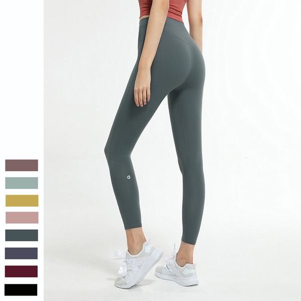 Aloyoga Align Nude Sensação Leggings femininas de cintura alta para academia, push-up, fitness, calças cortadas macias, elásticas para elevação do quadril, calças esportivas em forma de T, treinamento de corrida, leggings femininas