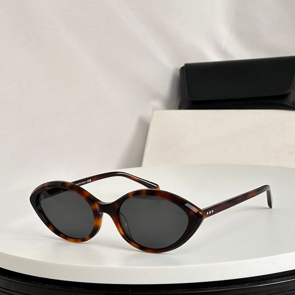 Olho de gato oval óculos de sol tartaruga lentes cinza 40264 feminino óculos de luxo tons designer uv400 óculos