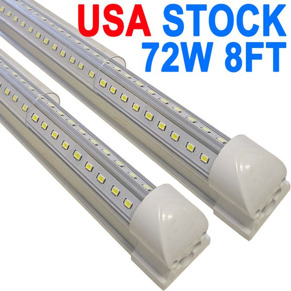 8ft LED mağaza ışığı, 72W 7200LM 6500K, Temizle kapak bağlantılı LED tüp ışıkları, v Şeker entegre T8 LED aydınlatma, Garaj Deposu Barn Crestech için LED Tavan Işıkları