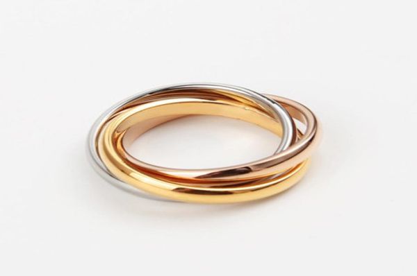 Acciaio al titanio 316L di alta qualità Marchio famoso tre anelli collegati per fedi nuziali per donna e uomo Anello PS54155878547