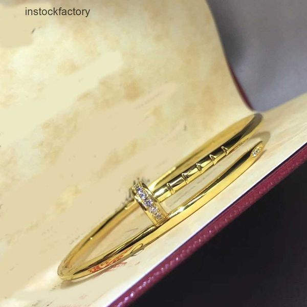 Original 1to1 Cartres Armband High End Asiatisches Gold Feine Edition Schlamm Diamant Zirkon Nagel Ring Leichter Luxus Stil Weiblich DZF2