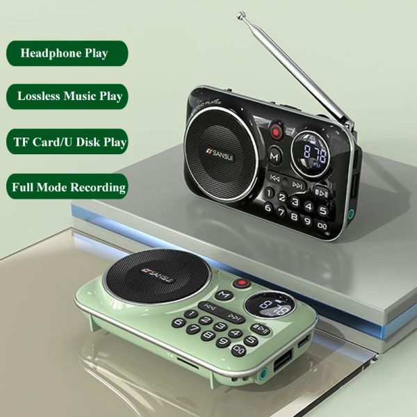 Alto-falantes F21 Rádio Bluetooth 5.0 Speaker Portátil Mini Rádio para Idosos HiFi TF MP3 Music Player Suporte Recordin Fones de ouvido Play