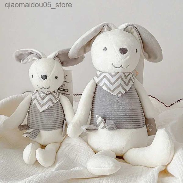 Bambole di peluche Simpatico coniglio imbottito coperta confortevole regalo per baby shower giocattolo neonato Q240227