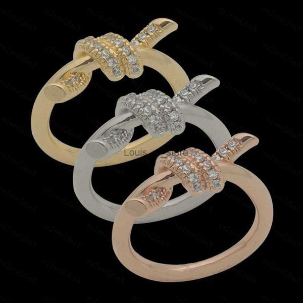 Bandringe Designer Damen Seil Knoten Zirkonia Mode Ring Klassischer Schmuck Vergoldet Rose Hochzeit Großhandel Einstellbar mit Box H24227