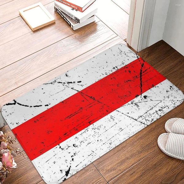 Tapetes Bandeira Nacional Anti-Slip Capacho Tapete de Cozinha Bielorrússia Branco Vermelho Bielorrússia Piso Tapete Bem-vindo Tapete Casa Decorativa