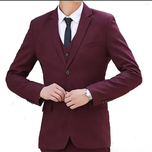 Herrenanzüge Anzug Männer Voller Zwei-Knopf-Mantelhose Formale Business-Professionelle Freizeit Koreanische Version Slim Fit ES