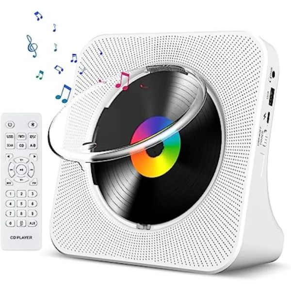 Jogador Qoosea portátil Bluetooth Desktop CD Player para casa com alto -falantes HiFi Builtin Build com tela LCD Radio de boombox boombox fm
