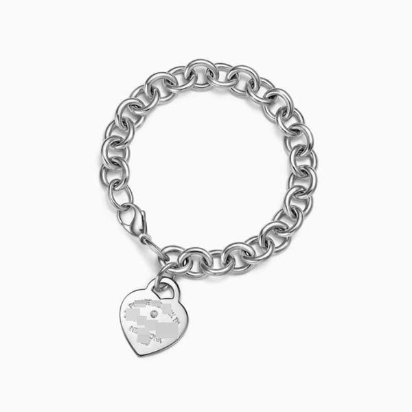 t Family 925 Silber klassisches herzförmiges CNC-Armband mit Diamanteinlage Trend Insky Niche Forest Style Paarschmuck