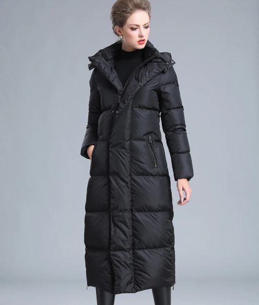 Casacos femininos roupas de inverno puffer zíper para baixo casaco 8xl tamanho 4xl preto cinza azul marinho grosso quente 7xl tamanho longo para baixo jaqueta