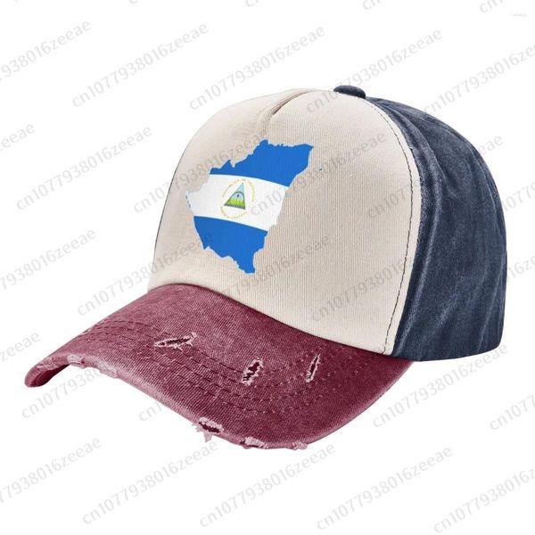 Berets Nicarágua Mapa Bandeira Chapéu de Cowboy Mulheres Homens Clássico Boné de Beisebol Esporte Ajustável Chapéus de Golfe