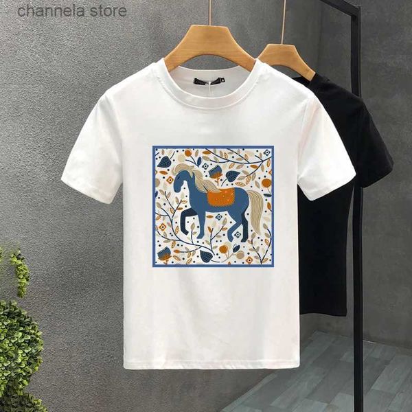 T-shirt da uomo Cute Horse Style Luxury Brand Cotone Lettera Stampa Coppia Tees Estate Harajuku Uomo / Donna T-shirt manica corta Taglia asiatica S-7XL T240227