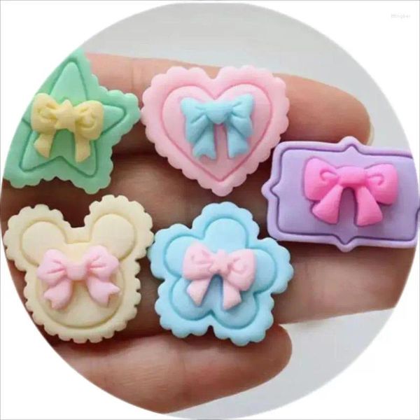 Dekorative Blumen 10/20/50pcs Kawaii Harz Simulation Boknot Kuchen Mini Cabochon Scrapbooking für Schmuck Making DIY Girls Kinder Haarklammern