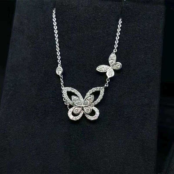 Anhänger Halsketten T Family High Edition Phantom Butterfly Halskette für Damen Unisex Ins Light Small Fairy Style Sparkling Diamond Collar Chain H24227