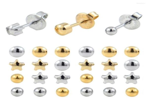 Brincos de parafuso prisioneiro em forma mista conjunto de aço inoxidável brinco piercing pushback orelha jóias estrela lua cheia e bola redonda 7920566