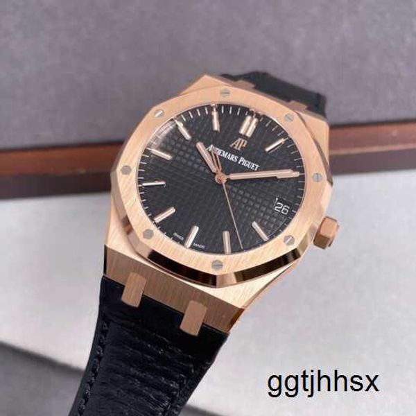 Relógio de pulso funcional de diamante Relógio de pulso AP Royal Oak Series 15510OR OO D002CR.02 Rose Gold Black Face Mens Fashion Leisure Business Watch