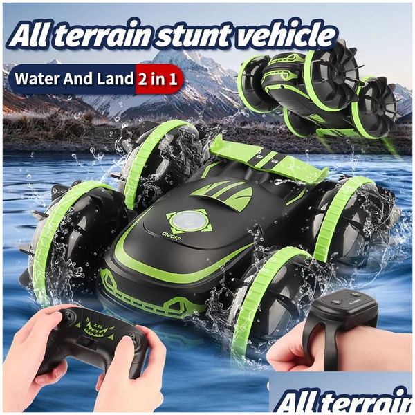 Elettrico/Rc Auto Electricrc Rc Giocattoli 4Wd Veicolo Anfibio Barca di Controllo Remoto Gesto Controllato Stunt Drift Giocattolo Per I Bambini Adts Bambino Dh02P