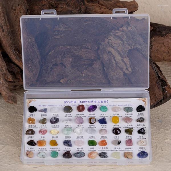 Estatuetas decorativas 50 unidades/caixa geologia rocha espécime colorido ciência brinquedo educativo irregular para gemas naturais e jades primeiro