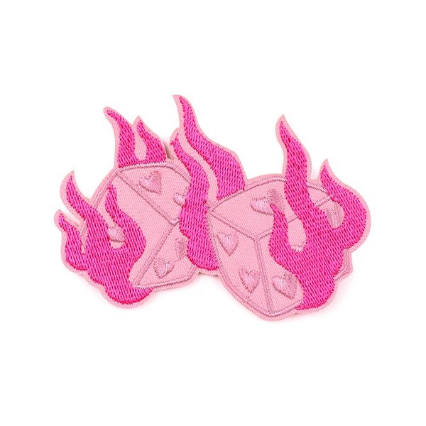 Ferro punk em remendos rosa Dice de dados bordados costura em patches emblema Cradilhão de apliques de reparo de reporta