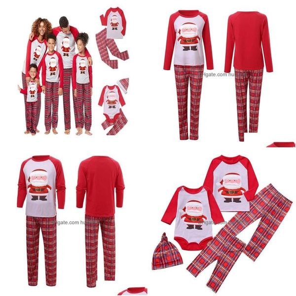 Aile Eşleşen Kıyafetler Noel Pijamalar Giysileri Seti Noel Baba Noel Pijamalar Anne Kızı Baba Son Kıyafet PJS PJS 2110253831 DHKRT