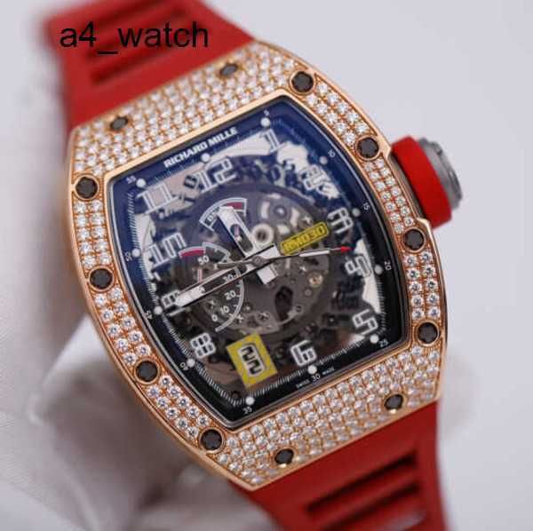 Relógio de pulso de última geração Relógio de pulso de lazer RM Relógio RM030 Conjunto de relógio mecânico automático com T Square Diamond Rose Gold Máquinas automáticas Swiss Famous
