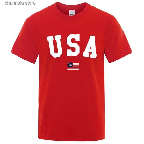 T-shirt da uomo Usa Flag Street Personality Letter Uomo Donna T-shirt in cotone oversize manica corta T-shirt ampia traspirante Top oversize T240227