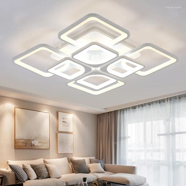 Lustres modernos LED lustre luzes de teto controle remoto lustres reguláveis para sala de estar quarto luminária iluminação interior