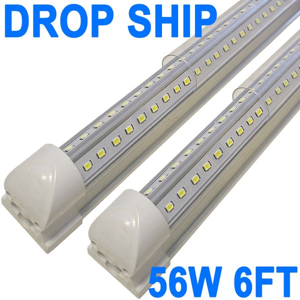 Lampada LED per negozi 1,8 m, lampada a tubo LED da 56 W, copertura trasparente da 1,8 m, bianco freddo 6500 K, lampada integrata a forma di V per illuminazione di porte più fredde, confezione da 25 crestech officina