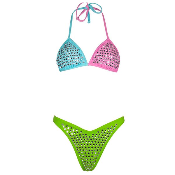 Strass-Bikini-Set, Designer-zweiteilige Bikinis, luxuriöser Badeanzug, modische Badebekleidung, Damen-Verband, sexy Strandmode, Push-Up-Badeanzüge, Marke Trikini Biquinis, XL