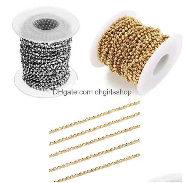 Ketten 10 Yards/Rolle Edelstahl-Kugelperlenketten BK für DIY-Armband-Halsketten-Schmuckzubehör-Herstellungszubehör Gold Sier Drop D Dhltb