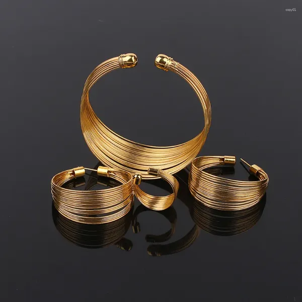 Colar brincos conjunto 4pcs estilo nacional africano gargantilha bib pulseira anel jóias para de