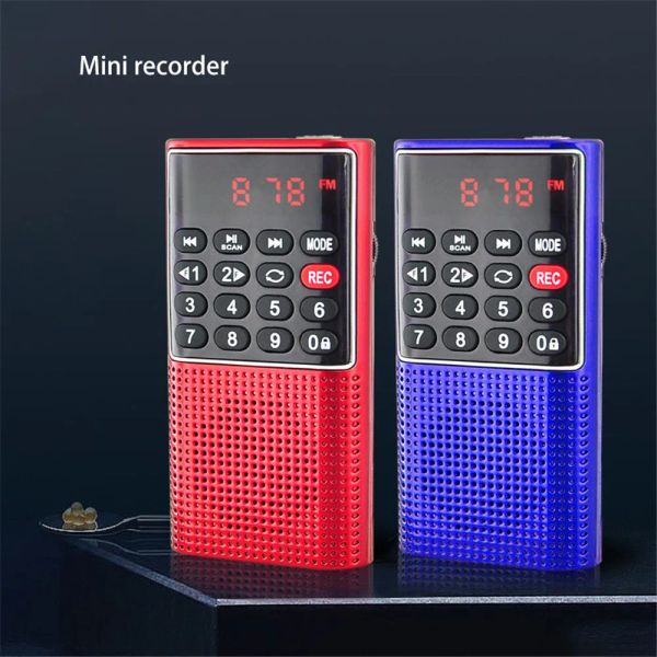 Jogadores Kebidumei portátil portátil rádio fm display digital multifuncional rádio recarregável mini gravador mp3 player alto-falante