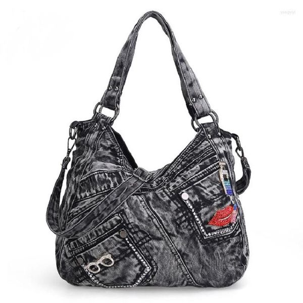 Sacos de noite Casual Jeans Denim Mulheres Ombro Bolso Vintage Tote Senhora Bolsas Jean Messenger Bag Mulher Purse248K