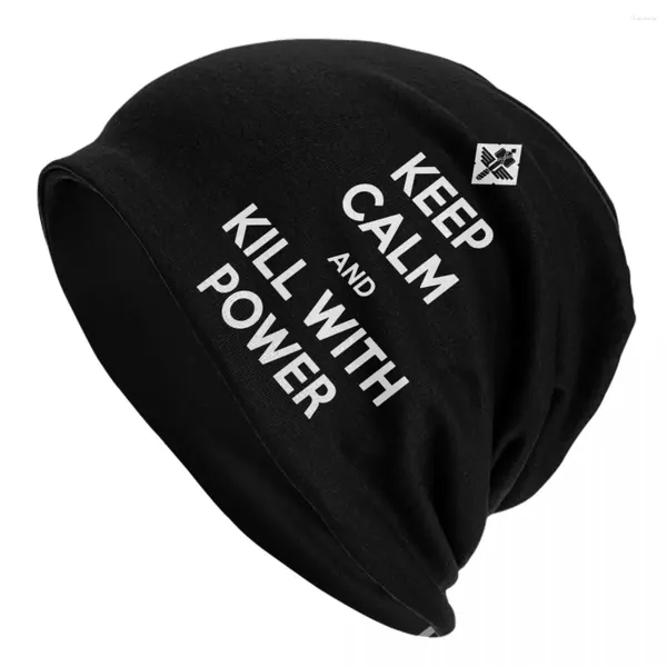 Berets Manowar Beanie Chapéus Mantenha a calma e mate com Power Knit Hat Outdoor Sport Head Wrap Unisex Caps Spring Street Y2K Bonnet