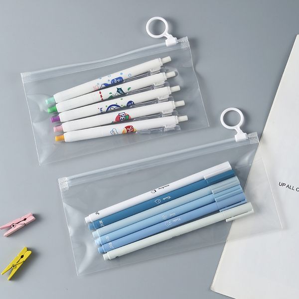 Şeffaf Kalem Kılıfı PVC Su geçirmez kalem çantası taşınabilir ofis seyahat çantası kırtasiye lx6365