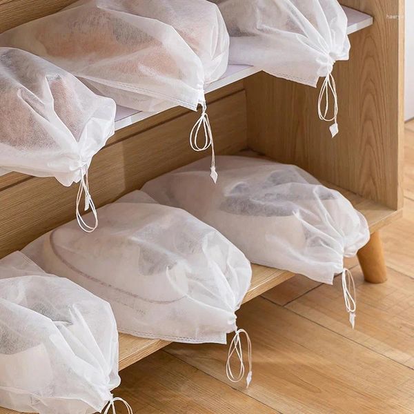 Sacos de armazenamento 10pcs sapatos saco cordão não tecido viagem portátil à prova de poeira anti-amarelo bolsa proteção de secagem de ar
