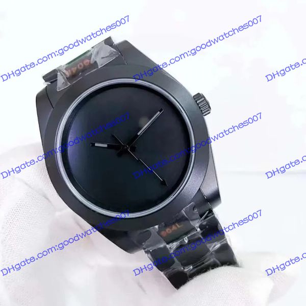Top venda qualidade homens relógio de pulso 214207 116400 41mm mostrador preto pulseira de aço inoxidável relógios masculinos movimento mecânico automático safira vidro mãos luminosas relógio