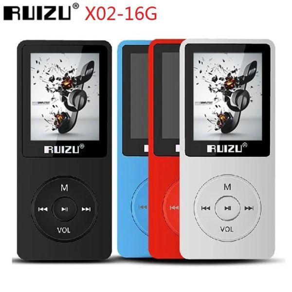 Player New Ruizu X02 Hifi MP3 Mpry Player 16GB Sport MP3 Player с 1,8 -дюймовой поддержкой экрана FM Radio, электронная книга, часы, рекордер