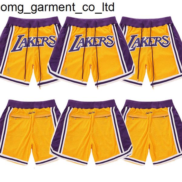 Neuer Sommer, nur neue Männer, lose gelbe Retro-Basketballnetze für die Lakeres-Stickerei, kurze Herrenhose