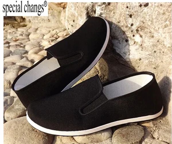 Kunst Hochwertige schwarze Baumwollschuhe Bruce Lee Vintage chinesische Kung Fu Schuhe Wing Chun Tai Chi Slipper Kampfkunst Schuhe aus reiner Baumwolle