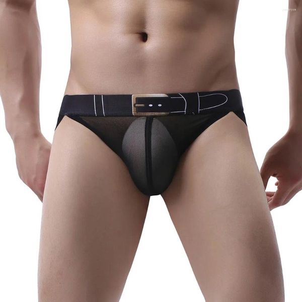 Unterhosen Männer 3D Gedruckt Unterwäsche Männer Sexy Mesh Atmungsaktive Shorts Niedrige Taille Weiche Knickers Briefs Ropa Interior Hombre