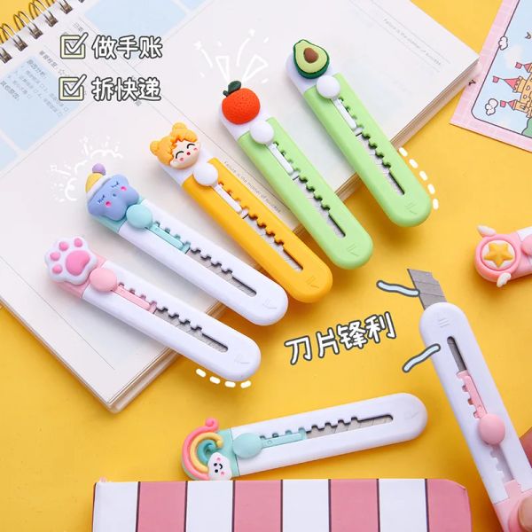 Faca 60 Pçs/set Kawaii Frutas Liga Mini Portalble Faca Utilitária Cortador Carta Envelope Abridor Faca de Correio Material de Escritório Escolar