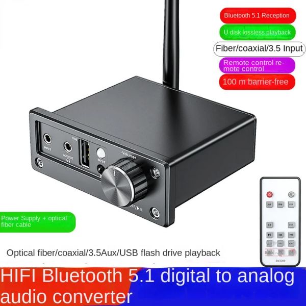 Lautsprecher HIFI Bluetooth Receiver5.1 Koaxial Glasfaser Digital Analog Audio Konverter UDisk TV PS4 Verbunden mit PowerAmplifier Lautsprecher