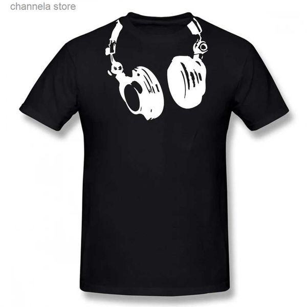 Erkek Tişörtler DJ Kulaklıklar Tişörtler Grafik Sokak Giyim Kısa Kollu O boyun Harajuku Music Techno T-Shirt Komik Erkek Giysileri T240227