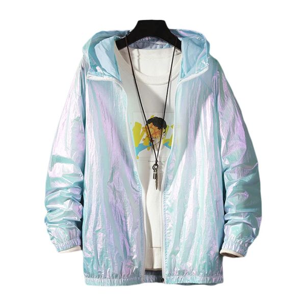 Jaquetas femininas jaqueta básica 2023 verão impermeável oversize colorido reflexivo causal fino blusão mulher casaco com capuz veste femme y2k