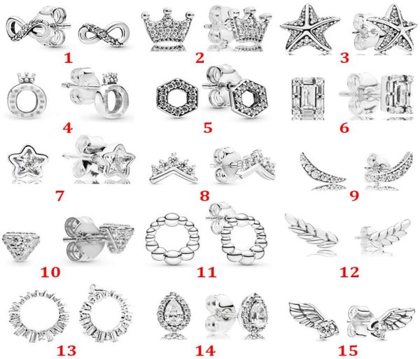 2022 925 Sterling Silver Stud Glacier Beauty Crown Series Water Drop Hexagon Angel Stud Brincos Charme Fazendo Moda DIY Jóias 2438336