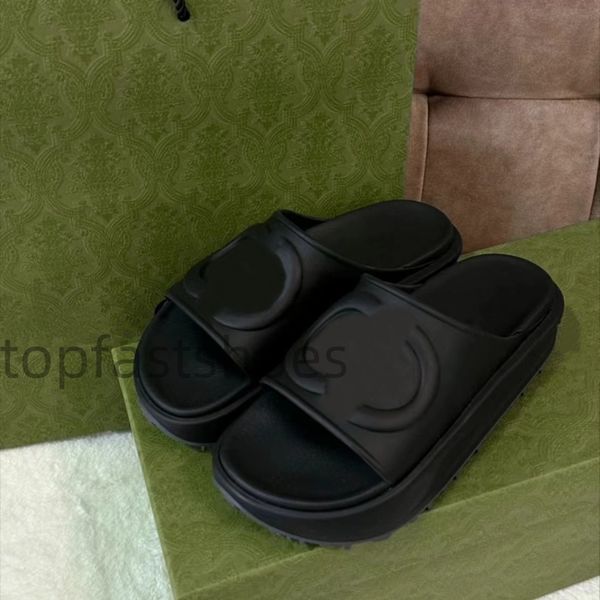 Sandals Designer Slifori con la piattaforma con sola Slifori Summer Domenne Flora Slides Sole in gomma regolabile in insuola nero con logo in rilievo all'esterno